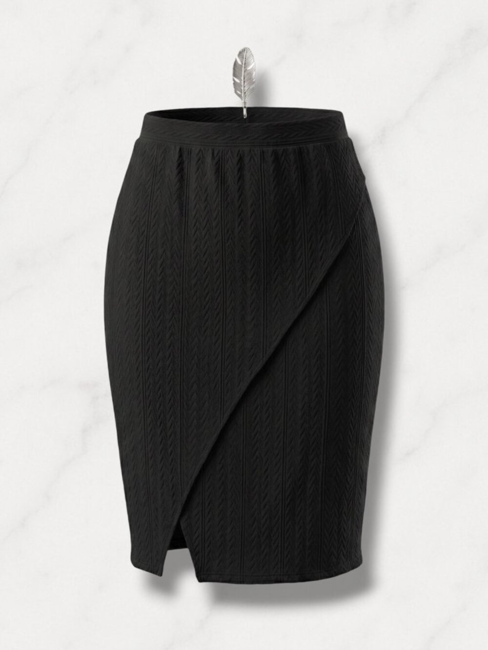 Joe B. by Joe Benbasset Black Cable Knit Split Front Pencil Skirt S